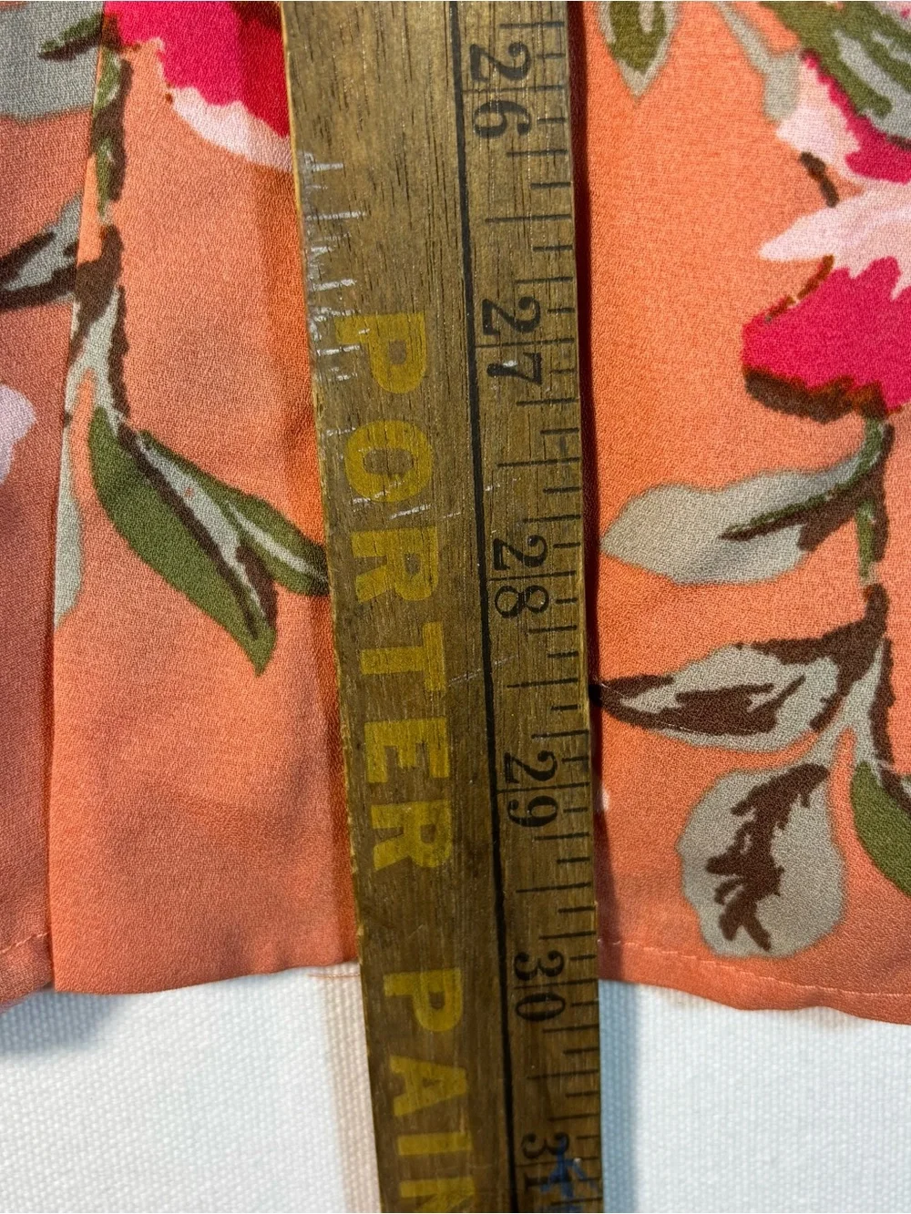 Fever Women’s XL Floral Kimono Open Cardigan in Peach with Pink & Red Blooms
